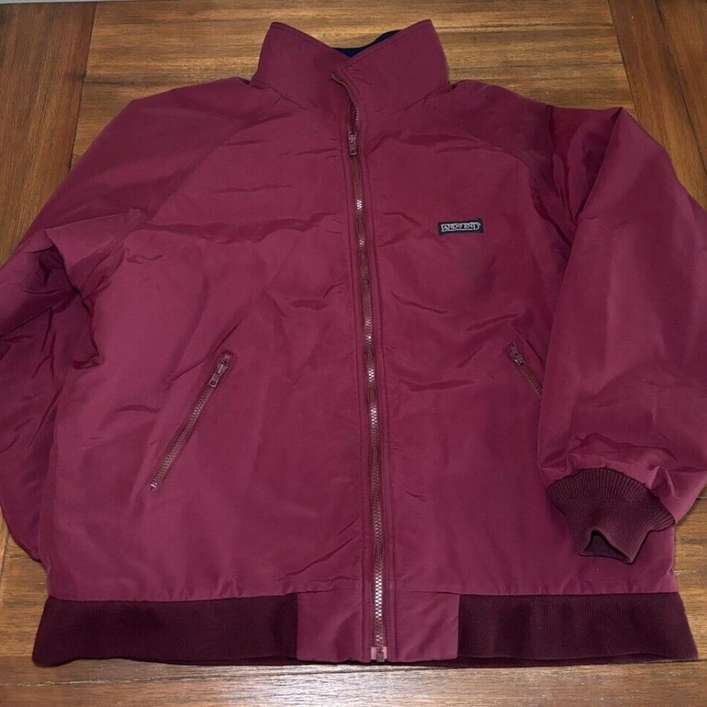Lands' End Men's Polartec Fleece Jacket Burgundy/Navy Size 46-48 XL - Picture 2 of 5